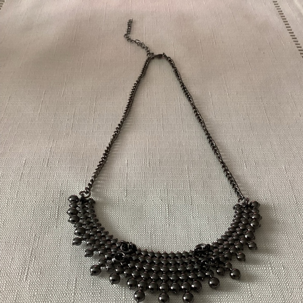 Rhinestone Silver Tone Choker Necklace - Picture 3 of 3
